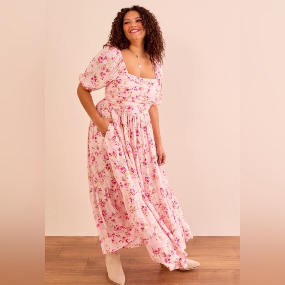 Arula Willow Pink Roses Maxi Dress NWT 1X